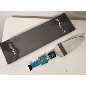 2 Saints Christmas Cake Pie Knife Server Enamel Nutcracker Soldier Signed Holly‎